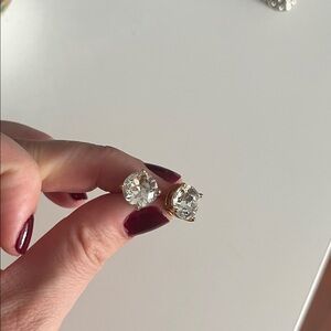 Elegant Gold and Silver Stud faux diamond Earrings